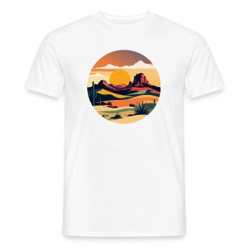Sunset in desert landscape - Men's T-Shirt - white - Front - AI Model Male 178 dark (178cm)