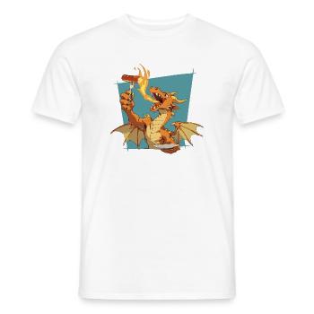 BBQ Dragon with Fire Breath - Men's T-Shirt - white - Front - AI Model Male 178 dark (178cm)