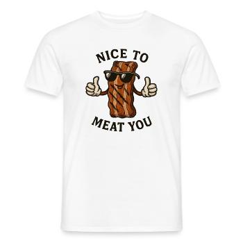 Bacon mit Sonnenbrille Nice to Meat You - Männer T-Shirt - Weiß - Vorne - AI Model Male 178 dark (178cm)