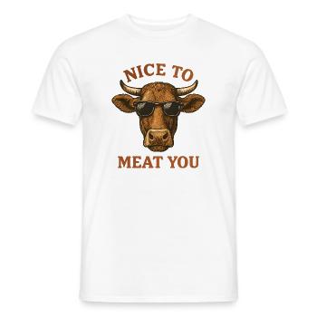 Vache avec des lunettes de soleil – Sympa de te dévorer - T-shirt homme - blanc - Devant - AI Model Male 178 dark (178cm)
