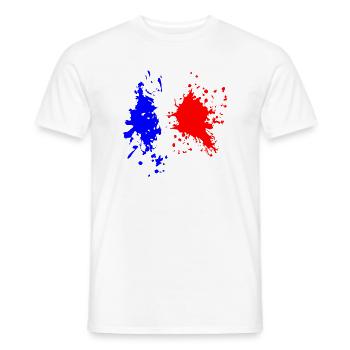 Éclaboussure du drapeau français - T-shirt homme - blanc - Devant - AI Model Male 178 dark (178cm)