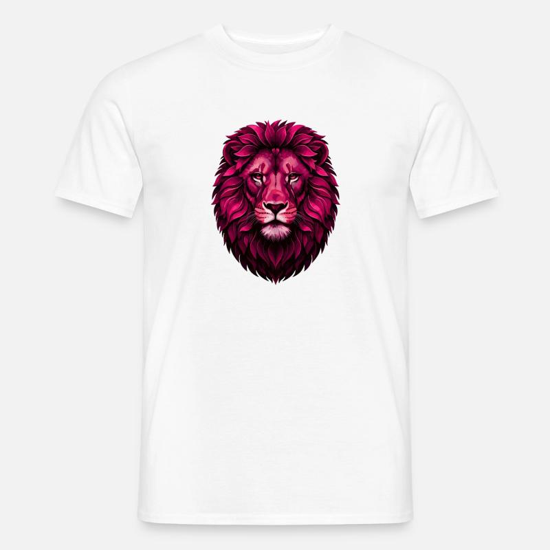 Pink Löwe mit Blütenmähne - Männer T-Shirt - Weiß