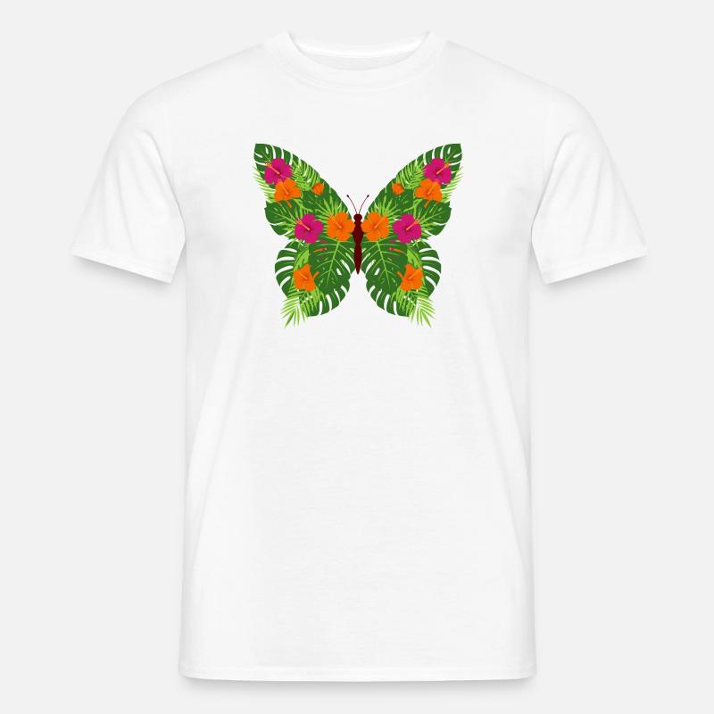 Tropischer Schmetterling aus Blättern - Männer T-Shirt - Weiß