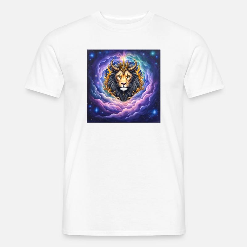 Leone Celeste con Corona d'Oro - T-shirt uomo - bianco