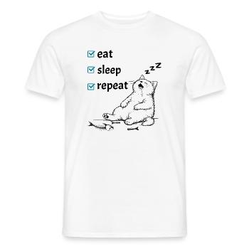 Mange, Sommeil, Répétition – Checklist Vie de chat mignon - T-shirt homme - blanc - Devant - AI Model Male 178 dark (178cm)