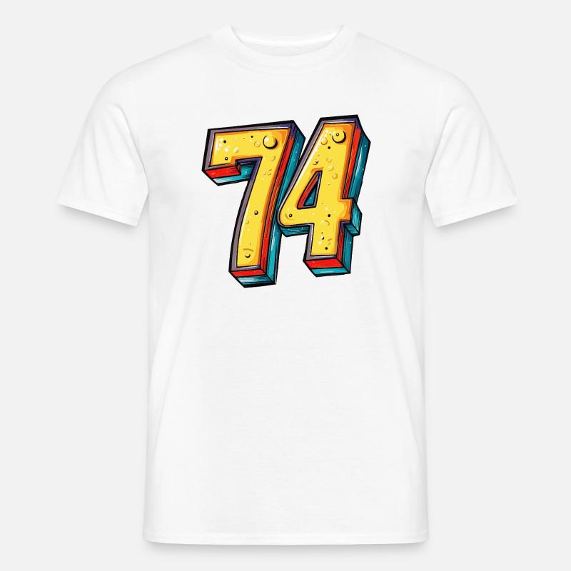 74 Zahl Bunt - Männer T-Shirt - Weiß