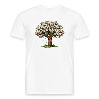 Arbre fleuri aux fleurs roses et blanches - T-shirt homme - blanc - Devant - AI Model Male 178 dark (178cm)