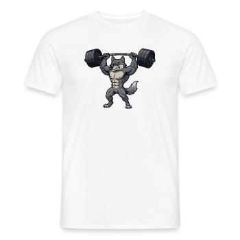 Starker Husky mit Hantel Fitness Bodybuilding - Männer T-Shirt - Weiß - Vorne - AI Model Male 178 dark (178cm)