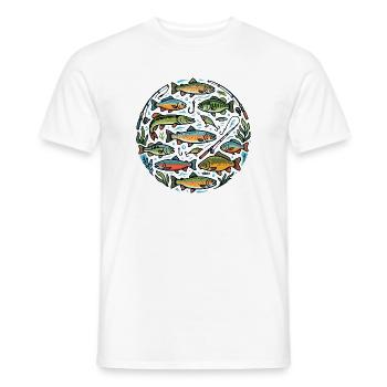 Fish Species Fish Bait Fishing Hook Angler Motif - Men's T-Shirt - white - Front - AI Model Male 178 dark (178cm)