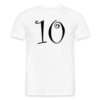 10. 10 YEARS. 10th ANNIVERSARY. 10 YEAR ANNIVERSARY. - Men's T-Shirt - white - Front - AI Model Male 178 dark (178cm)