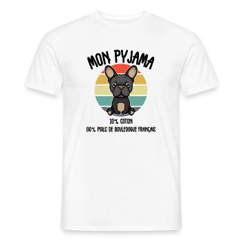 Pyjamas Dog French Bulldog Humor - Men's T-Shirt - white - Front - AI Model Male 178 dark (178cm)