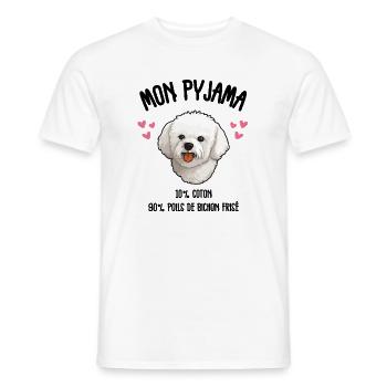 Funny Dog Bichon Pajamas - Men's T-Shirt - white - Front - AI Model Male 178 dark (178cm)