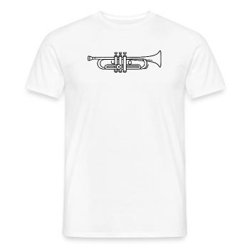 Art en ligne minimaliste de trompette - T-shirt homme - blanc - Devant - AI Model Male 178 dark (178cm)