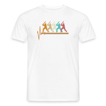 Cricket Heartbeat Retro Batsman Pulse Slogan - Men's T-Shirt - white - Front - AI Model Male 178 dark (178cm)
