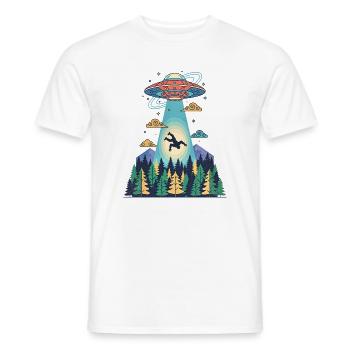 Bigfoot Alien Abduction Sasquatch UFO Spaceship - Men's T-Shirt - white - Front - AI Model Male 178 dark (178cm)