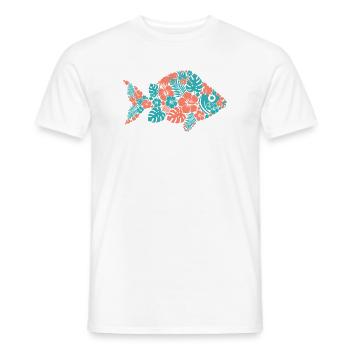 Tropical Flower Fish Silhouette - Men's T-Shirt - white - Front - AI Model Male 178 dark (178cm)