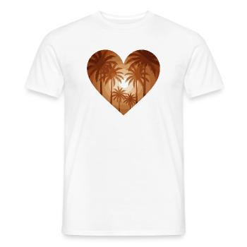 Palm Sunset in Heart Silhouette Design - Men's T-Shirt - white - Front - AI Model Male 178 dark (178cm)