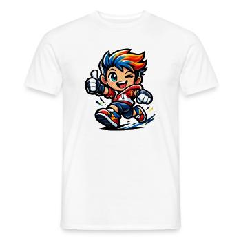 Colorful Rainbow Hero in Action - Men's T-Shirt - white - Front - AI Model Male 178 dark (178cm)
