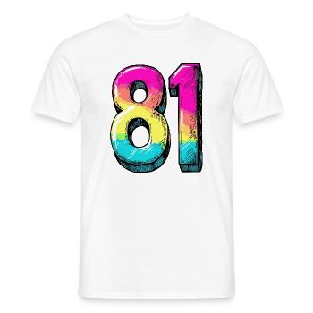 81 Zahl Bunt - Männer T-Shirt - Weiß - Vorne - AI Model Male 178 dark (178cm)
