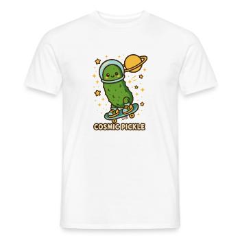 Cosmic Cucumber on Skateboard - Men's T-Shirt - white - Front - AI Model Male 178 dark (178cm)