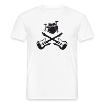 Drum Set and Crossed Guitars Rock Art - Men's T-Shirt - white - Front - AI Model Male 178 dark (178cm)