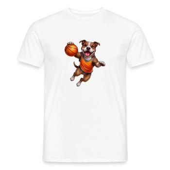 Sporty Pitbull Dog Basketball Player - Men's T-Shirt - white - Front - AI Model Male 178 dark (178cm)