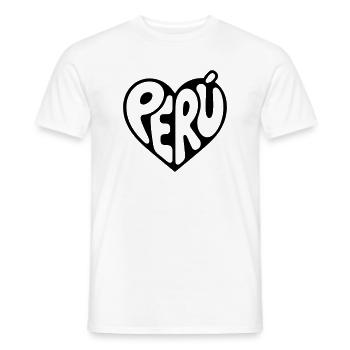 Typographie du cœur du Pérou - T-shirt homme - blanc - Devant - AI Model Male 178 dark (178cm)