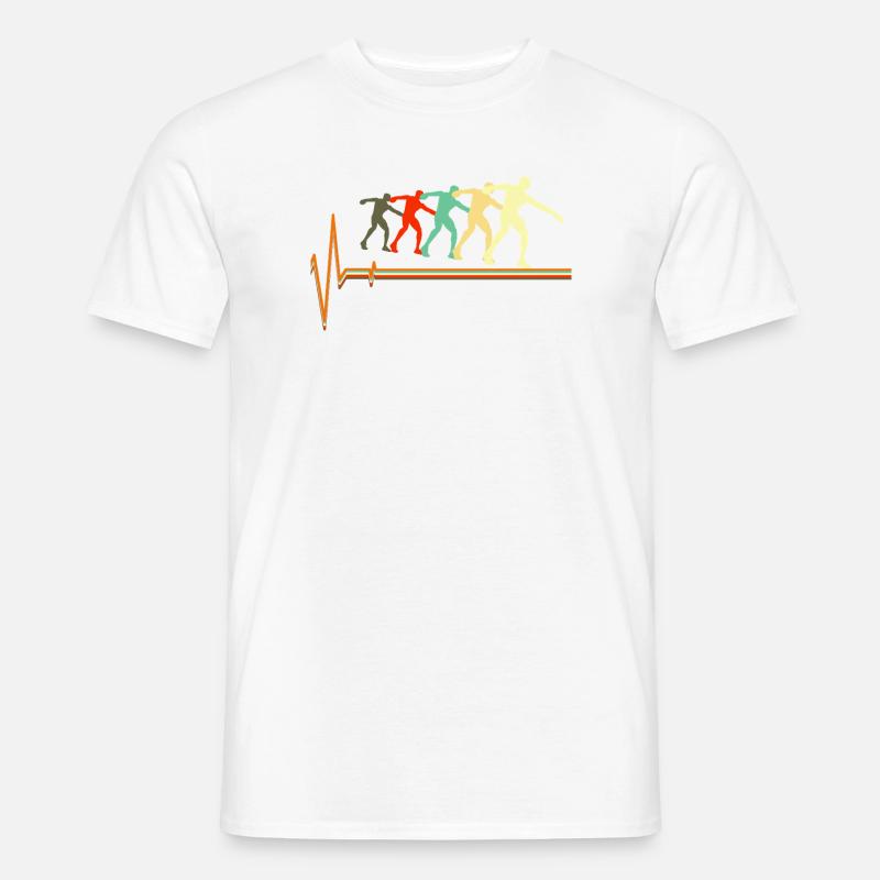 Shot Put Evolution Retro Herzschlag Pulskunst - Männer T-Shirt - Weiß