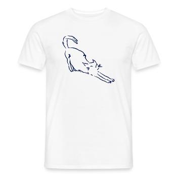Cat stretches - Men's T-Shirt - white - Front - AI Model Male 178 dark (178cm)