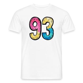 93 Zahl Bunt - Männer T-Shirt - Weiß - Vorne - AI Model Male 178 dark (178cm)