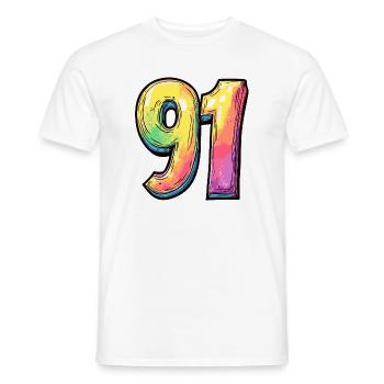 91 Number Colorful - Men's T-Shirt - white - Front - AI Model Male 178 dark (178cm)