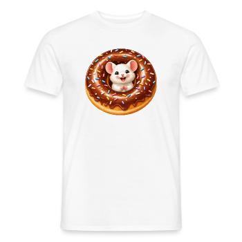 Niedliche Maus im Donut Illustration  - Männer T-Shirt - Weiß - Vorne - AI Model Male 178 dark (178cm)