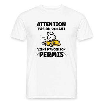 Humour j'ai mon permis de conduire - T-shirt homme - blanc - Devant - AI Model Male 178 dark (178cm)