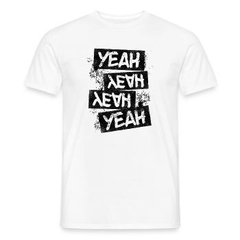 Grunge Yeah Rock Punk Distressed Text Graphic - T-shirt homme - blanc - Devant - AI Model Male 178 dark (178cm)