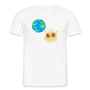 Flying Spaghetti Monster FSM Atheist Pastafari - Männer T-Shirt - Weiß - Vorne - AI Model Male 178 dark (178cm)