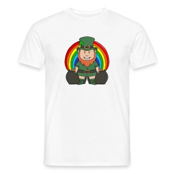 Glücklicher Kobold mit Regenbogentopf aus Gold - Männer T-Shirt - Weiß - Vorne - AI Model Male 178 dark (178cm)