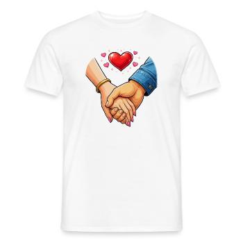 Händedruck der Liebe – Verbundenheit - Männer T-Shirt - Weiß - Vorne - AI Model Male 178 dark (178cm)