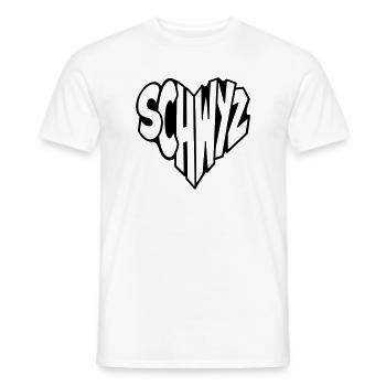 Schwyz, Schweiz Herz Schriftzug  - Männer T-Shirt - Weiß - Vorne - AI Model Male 178 dark (178cm)