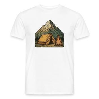 Bergzelt Lagerfeuer Abenteuer - Männer T-Shirt - Weiß - Vorne - AI Model Male 178 dark (178cm)