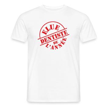 Tampon Vintage Dentiste de l'Année - T-shirt homme - blanc - Devant - AI Model Male 178 dark (178cm)