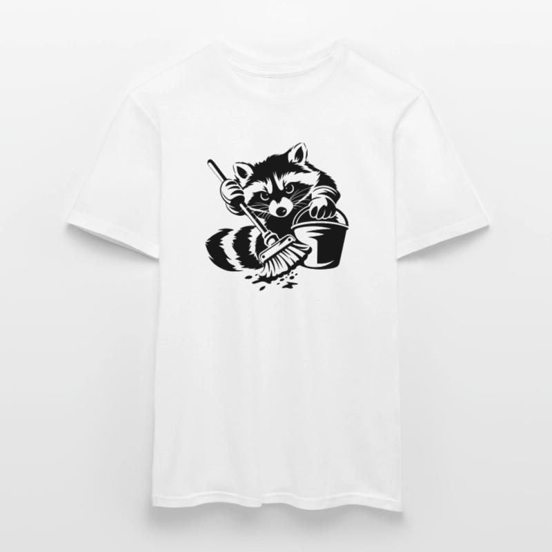 Waschbär mit Eimer & Mopp Männer T-Shirt