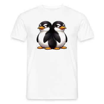 Cute Penguin Cartoon Friends Friendship Twins - Men's T-Shirt - white - Front - AI Model Male 178 dark (178cm)