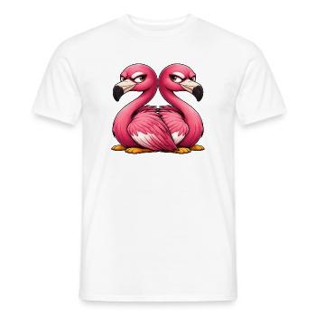 Cute Flamingo Cartoon Friendship Twins Fun - Men's T-Shirt - white - Front - AI Model Male 178 dark (178cm)