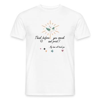 Think - Men's T-Shirt - white - Front - AI Model Male 178 dark (178cm)
