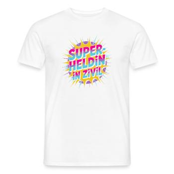 Super-héroïne en costume de super-héros civil - T-shirt homme - blanc - Devant - AI Model Male 178 dark (178cm)