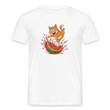 Cats Summer Watermelon Spritzer - Men's T-Shirt - white - Front - AI Model Male 178 dark (178cm)