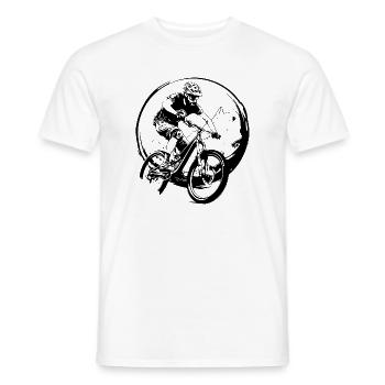 Mountain Bike Bicycle Man Silhouette - Men's T-Shirt - white - Front - AI Model Male 178 dark (178cm)