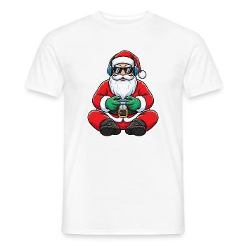 Père Noël joueur jouant à la manette de jeu vidéo - T-shirt homme - blanc - Devant - AI Model Male 178 dark (178cm)
