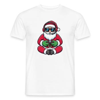 Père Noël joueur jouant à la manette de jeu vidéo - T-shirt homme - blanc - Devant - AI Model Male 178 dark (178cm)