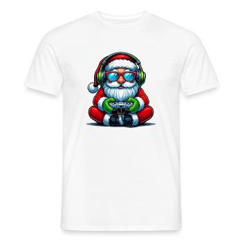 Père Noël joueur jouant à la manette de jeu vidéo - T-shirt homme - blanc - Devant - AI Model Male 178 dark (178cm)
